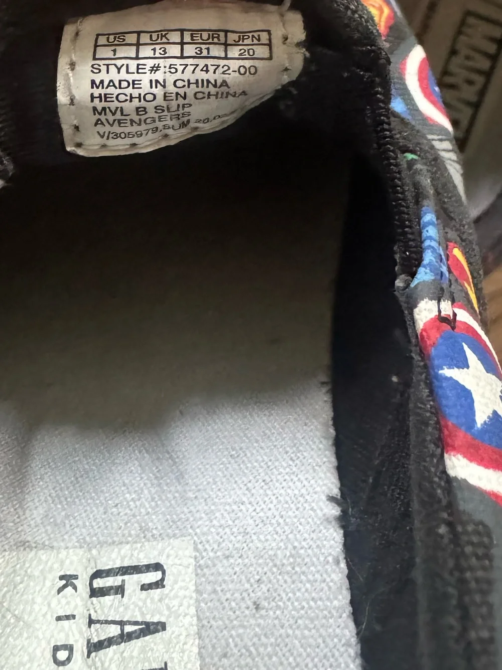 Gap Marvel Avengers Slip On Sneakers - Kids size 1 Y